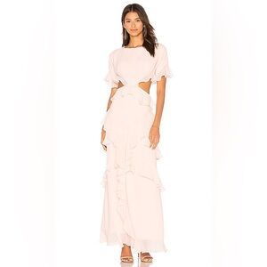 Fame And Partners x REVOLVE Marisa Ruffle Dress in Pale Pink Cut Out Size US 2